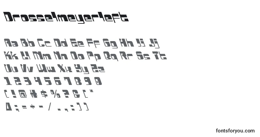 Czcionka Drosselmeyerleft – alfabet, cyfry, specjalne znaki