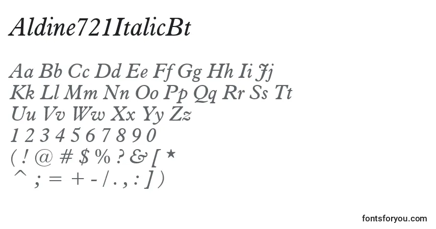 Шрифт Aldine721ItalicBt – алфавит, цифры, специальные символы