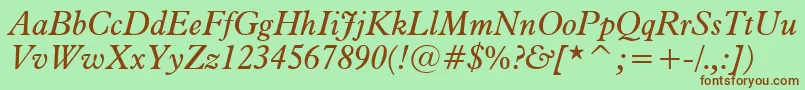 Aldine721ItalicBt Font – Brown Fonts on Green Background