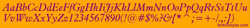 Aldine721ItalicBt Font – Purple Fonts on Orange Background