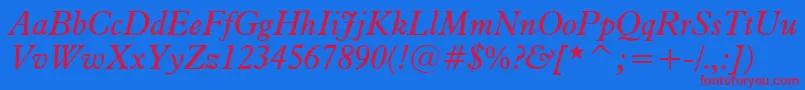 フォントAldine721ItalicBt – 赤い文字の青い背景