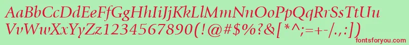 ItcGiovanniLtBookItalic Font – Red Fonts on Green Background