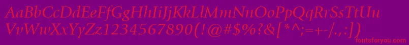 ItcGiovanniLtBookItalic Font – Red Fonts on Purple Background