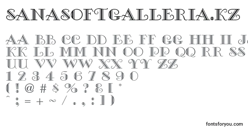 Czcionka SanasoftGalleria.Kz – alfabet, cyfry, specjalne znaki