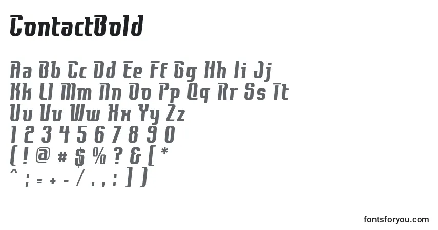 Шрифт ContactBold – алфавит, цифры, специальные символы