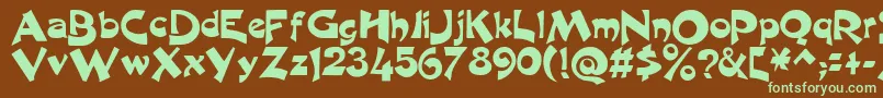 フォントExcaliburLogotypeNormal – 緑色の文字が茶色の背景にあります。