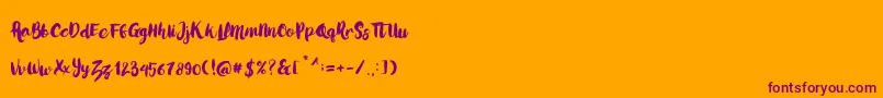 LoveMoment Font – Purple Fonts on Orange Background