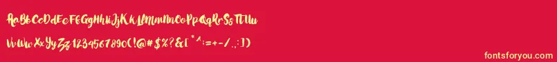 fuente LoveMoment – Fuentes Amarillas Sobre Fondo Rojo