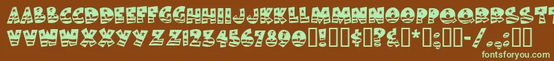 BodieMf-fontti – vihreät fontit ruskealla taustalla
