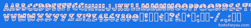 BodieMf-Schriftart – Rosa Schriften auf blauem Hintergrund