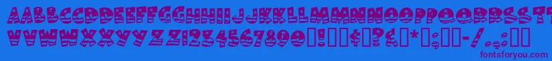 BodieMf-Schriftart – Violette Schriften auf blauem Hintergrund