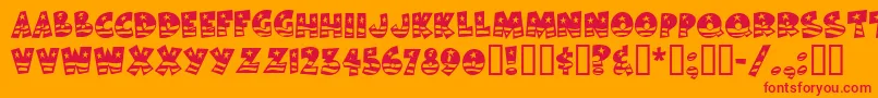 フォントBodieMf – オレンジの背景に赤い文字