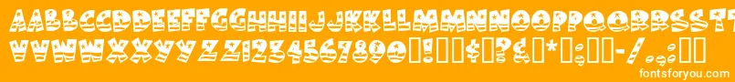 BodieMf-Schriftart – Weiße Schriften auf orangefarbenem Hintergrund
