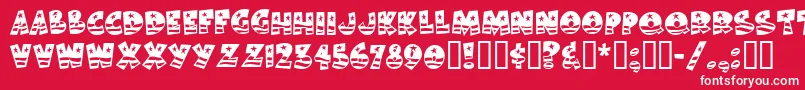 BodieMf-fontti – valkoiset fontit punaisella taustalla