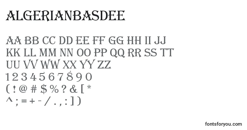 Czcionka Algerianbasdee – alfabet, cyfry, specjalne znaki