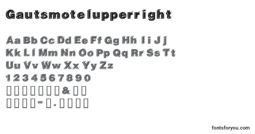 Шрифт Gautsmotelupperright – алфавит, цифры, специальные символы