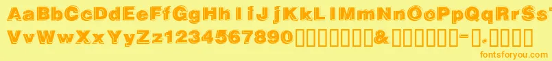 Gautsmotelupperright Font – Orange Fonts on Yellow Background