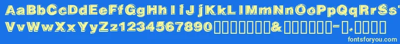 Gautsmotelupperright Font – Yellow Fonts on Blue Background