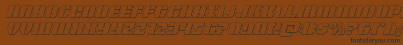 Czcionka Warpthruster3Dital – czarne czcionki na brązowym tle
