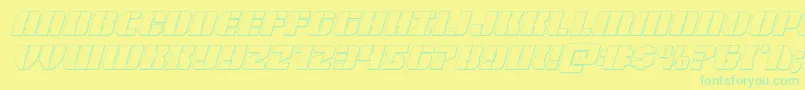 Warpthruster3Dital-Schriftart – Grüne Schriften auf gelbem Hintergrund