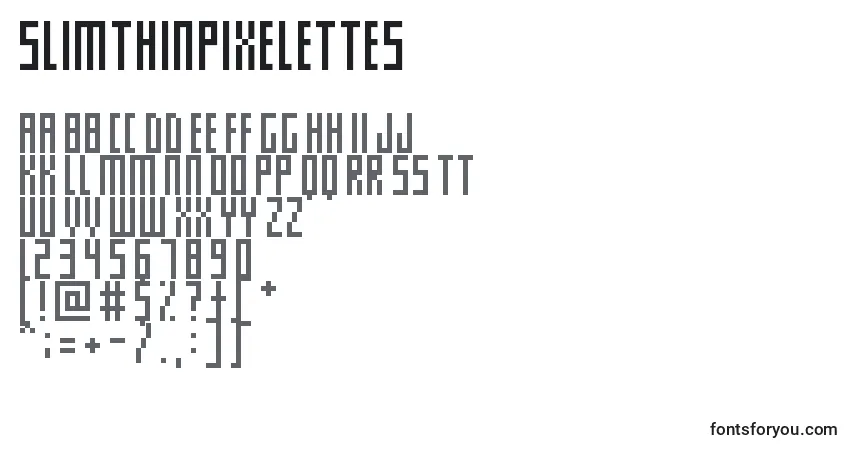 Schriftart SlimThinPixelettes – Alphabet, Zahlen, spezielle Symbole