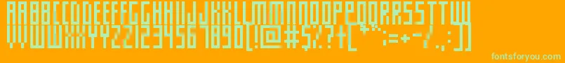 Fonte SlimThinPixelettes – fontes verdes em um fundo laranja