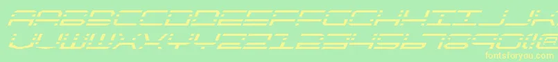 フォントQuickquickItalic – 黄色の文字が緑の背景にあります
