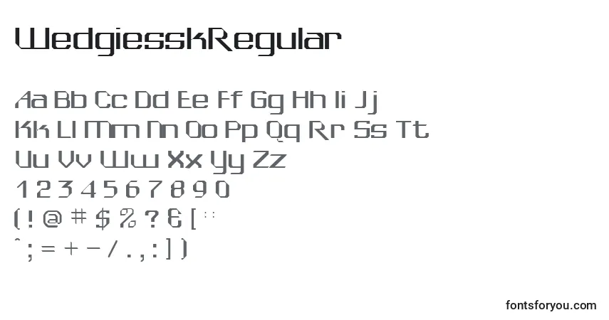 A fonte WedgiesskRegular – alfabeto, números, caracteres especiais