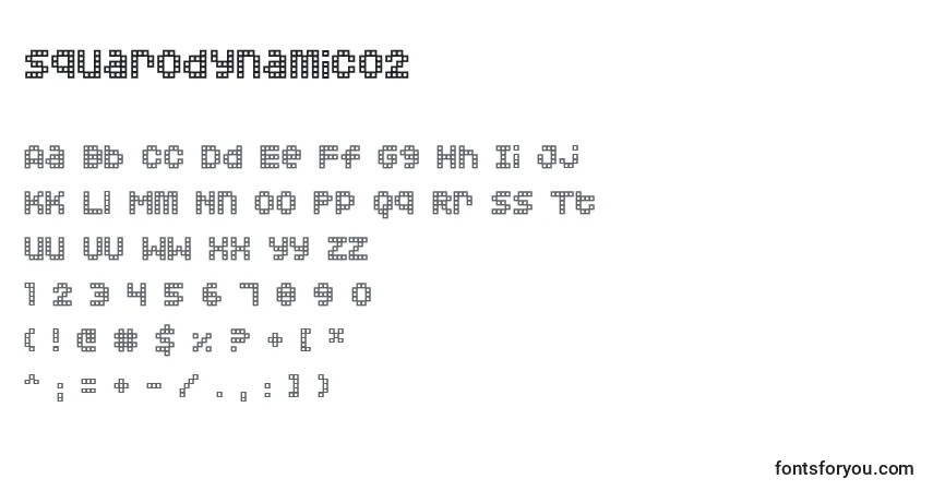 Шрифт Squarodynamic02 – алфавит, цифры, специальные символы