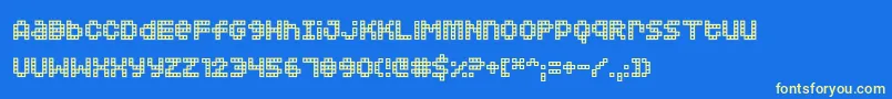Squarodynamic02-Schriftart – Gelbe Schriften auf blauem Hintergrund