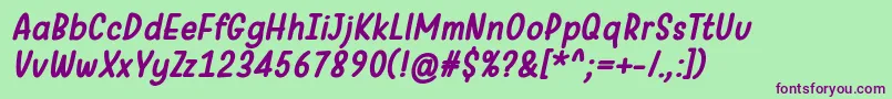WarungKopiBoldItalic Font – Purple Fonts on Green Background