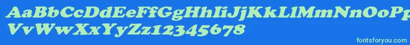 CooperextoblHeavy Font – Green Fonts on Blue Background