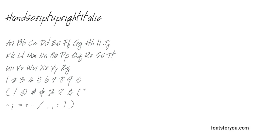 Шрифт HandscriptuprightItalic – алфавит, цифры, специальные символы