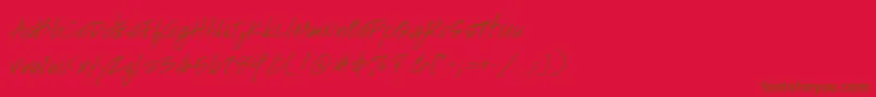 HandscriptuprightItalic Font – Brown Fonts on Red Background