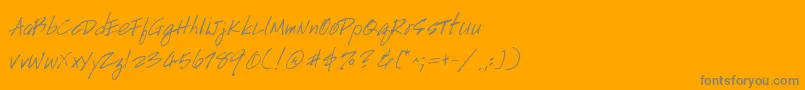 HandscriptuprightItalic-Schriftart – Graue Schriften auf orangefarbenem Hintergrund