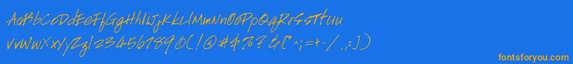 HandscriptuprightItalic Font – Orange Fonts on Blue Background