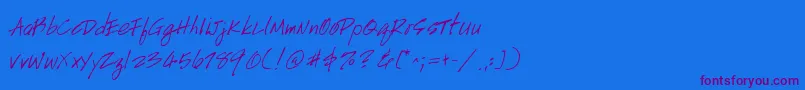 Шрифт HandscriptuprightItalic – фиолетовые шрифты на синем фоне