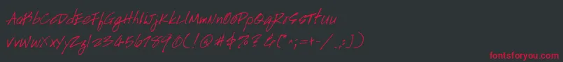 HandscriptuprightItalic Font – Red Fonts on Black Background