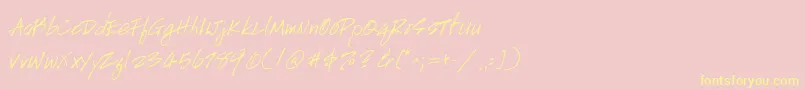 HandscriptuprightItalic-Schriftart – Gelbe Schriften auf rosa Hintergrund