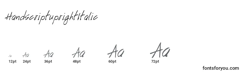 Размеры шрифта HandscriptuprightItalic