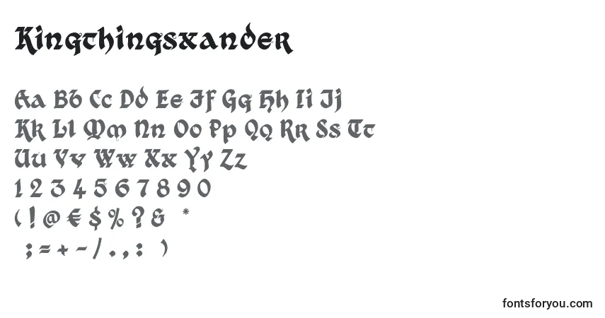 A fonte Kingthingsxander – alfabeto, números, caracteres especiais
