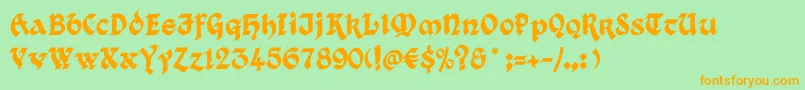 Kingthingsxander-Schriftart – Orangefarbene Schriften auf grünem Hintergrund