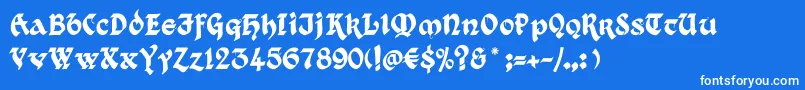 フォントKingthingsxander – 青い背景に白い文字