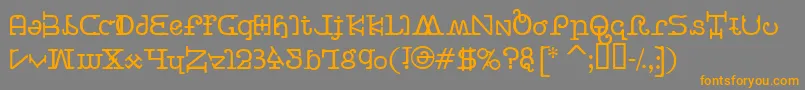 フォントButter – オレンジの文字は灰色の背景にあります。