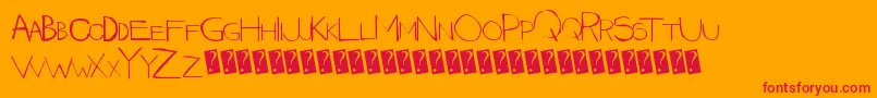 Quicklycaps-Schriftart – Rote Schriften auf orangefarbenem Hintergrund