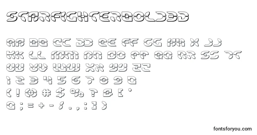 A fonte Starfighterbold3D – alfabeto, números, caracteres especiais