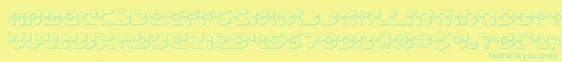 フォントStarfighterbold3D – 黄色い背景に緑の文字
