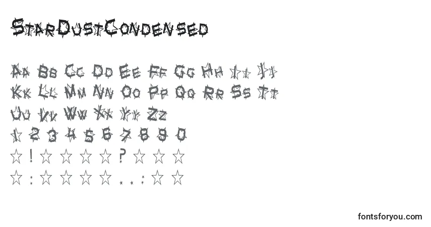 A fonte StarDustCondensed – alfabeto, números, caracteres especiais