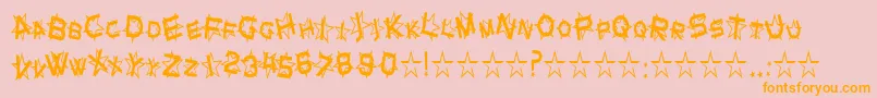 StarDustCondensed-Schriftart – Orangefarbene Schriften auf rosa Hintergrund