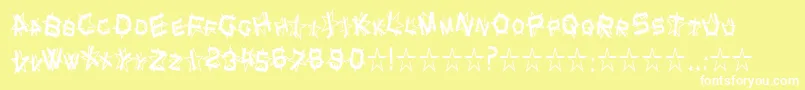 StarDustCondensed-Schriftart – Weiße Schriften auf gelbem Hintergrund